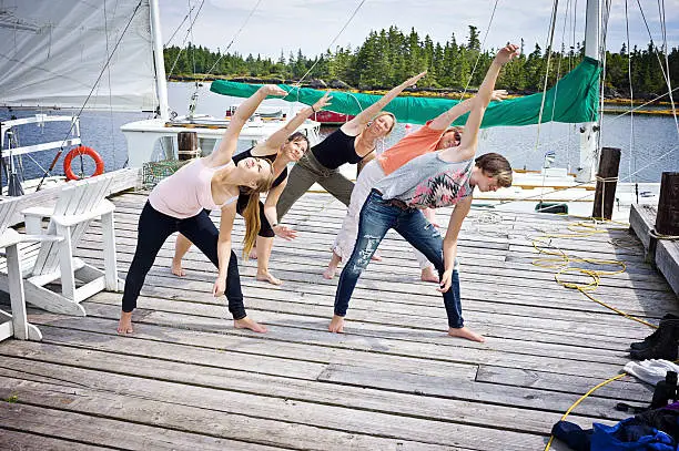 Mothers with Daughters get Yoga Instruction, Mahone Bay, Nova Scotia