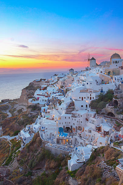 istock Oia village at sunset, Santorini 514398313