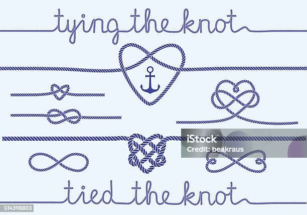 Rope Hearts And Knots Vector Set-vektorgrafik och fler bilder på Knut - Knut, Rep, Hjärtform