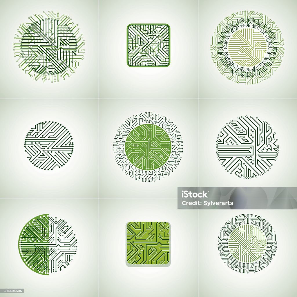 Collection Of Vector Microchip Designs Cpu Information Technology Stock ...