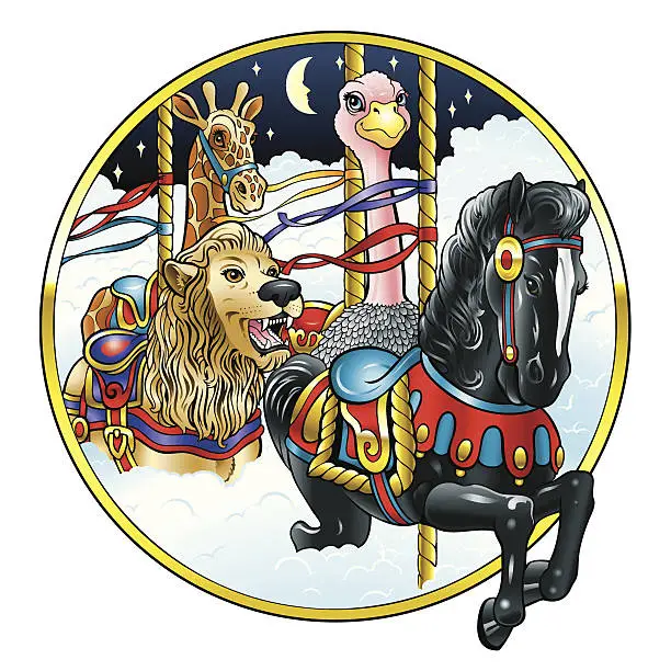 Vector illustration of Carousel Animals