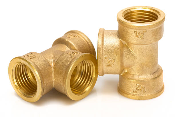 istock brass fittings for plumbing pipes - tee 514406216