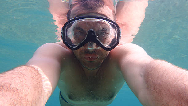 istock Man diving and holding the camera in his hands 514408424