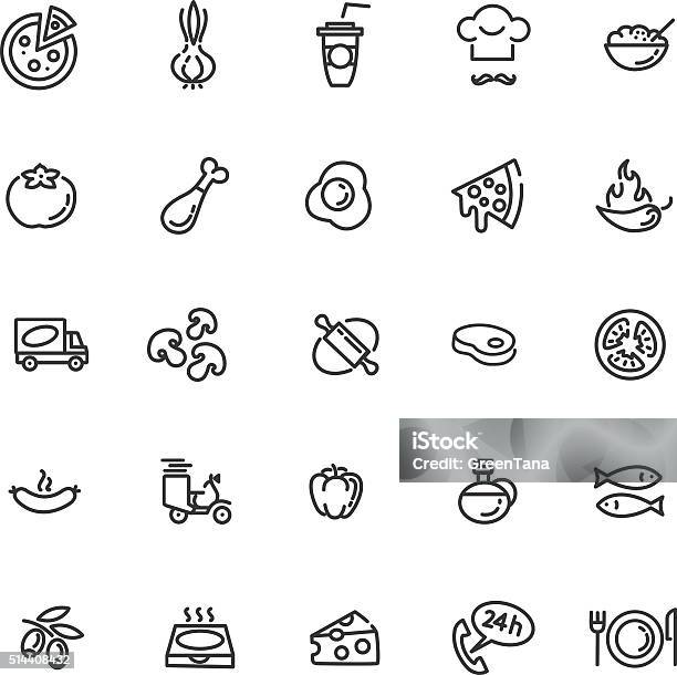 Pizza Icon Set Stock Illustration - Download Image Now - Icon Symbol, Mushroom, Slice of Food