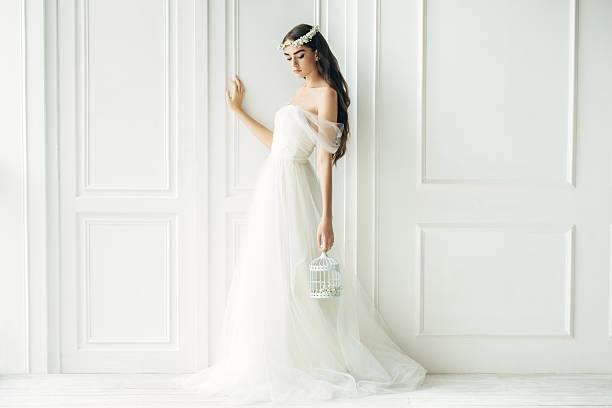 Studio shot of young beautiful bride