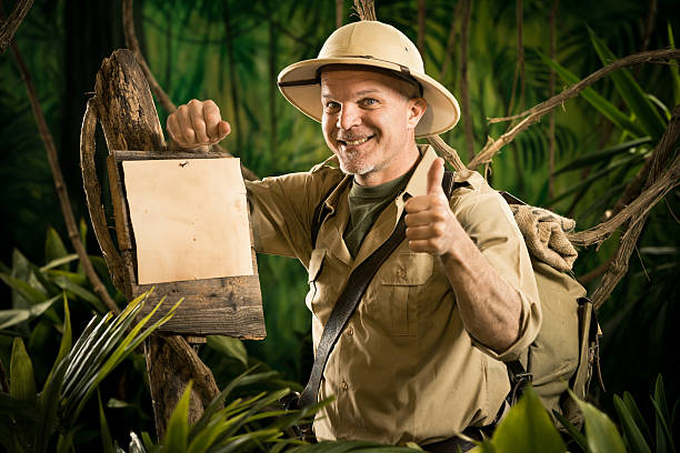istock Cheerful explorer thumbs up with sign 514411302