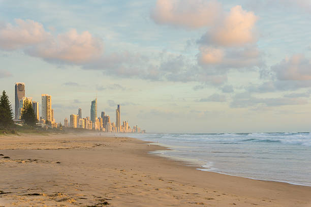 istock Beautiful city sunrise from the beach 514411968