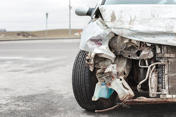 istock broken car after the accident in  foreground 514414066
