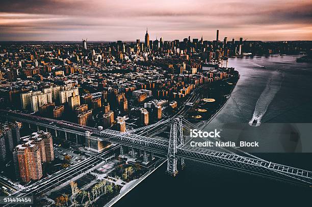 Aerial Over Nyc Stock Photo - Download Image Now - New York City, Williamsburg Bridge, Cityscape