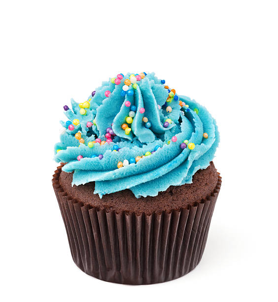 istock chocolate cupcake with blue buttercream isolated on white 514415648
