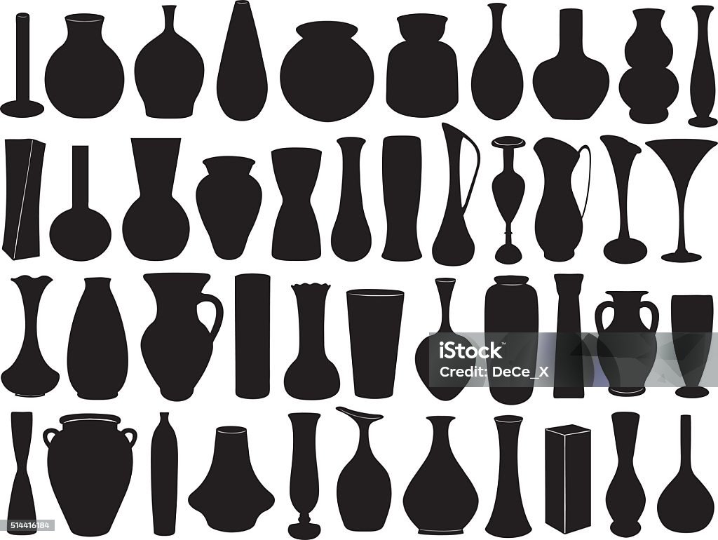 Vase set Vase set isolated  In Silhouette stock vector