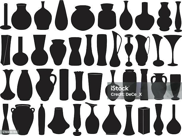 Vase Set Stock Illustration - Download Image Now - In Silhouette, Bottle, Small