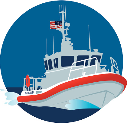 A color vector image of a USA coast guard boat.