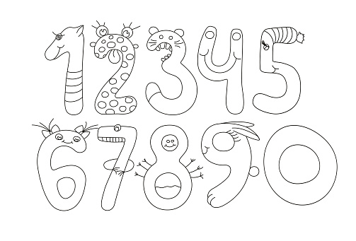 Numbers Kinde Numbers For Kids Stock Illustration - Download Image Now - Alphabet ...