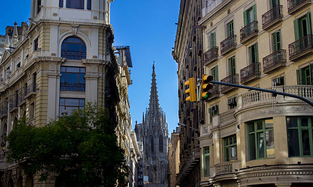 istock Cathedral between buildings in Barcelona, Spain 514418704