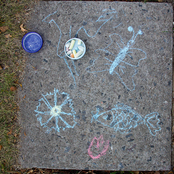 istock Children drawing with chalk on asphalt. 514419713
