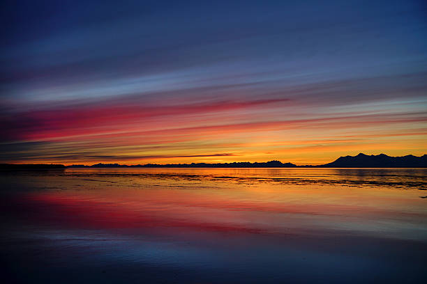 sunset 3 cook inlet stock photo