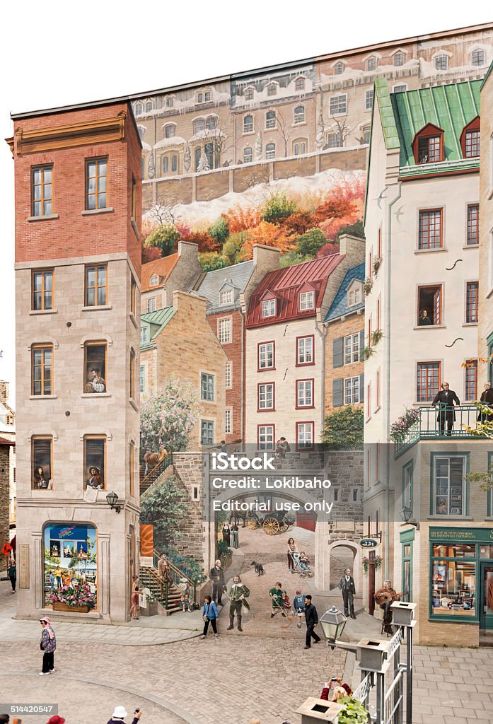 Wunderschönen riesigen realistische Wandmalerei in Old Quebec City - Lizenzfrei Trompe L'oeil Stock-Foto