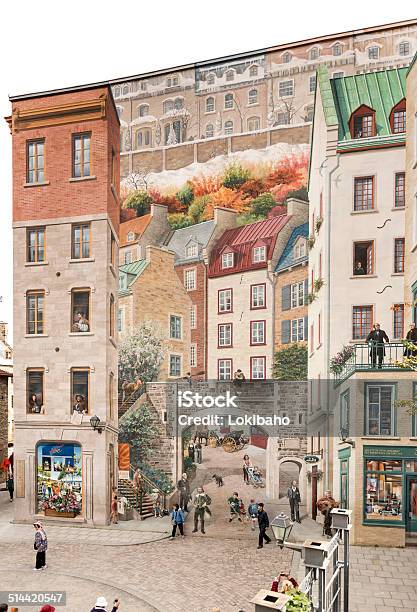 Wunderschönen Riesigen Realistische Wandmalerei In Old Quebec City Stockfoto und mehr Bilder von Trompe L'oeil
