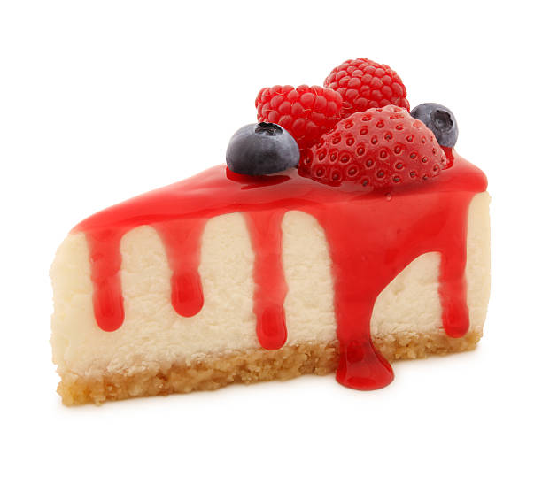 com uma fatia de bolo de queijo (trilha - dessert cheesecake gourmet strawberry - fotografias e filmes do acervo