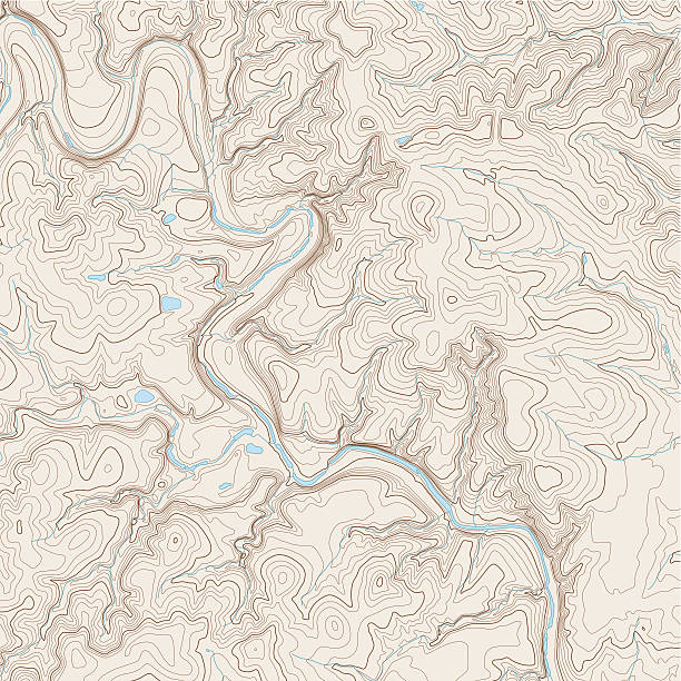 Topographic Map Realistic Topographic map of an area west of Austin, Texas. Vector map is layered with isolines, rivers, bodies of water and background on different layers. relief map stock illustrations