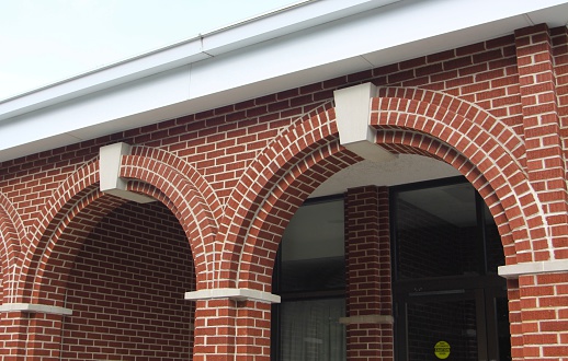 Brick architectural arches with keystones