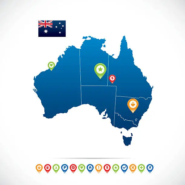 Vector illustration of Australia Blue Map