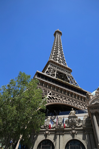 Las Vegas, Nevada, USA - July 3, 2014: The Eiffel Tower at Paris Las Vegas Hotel on the Strip in Las Vegas, Nevada
