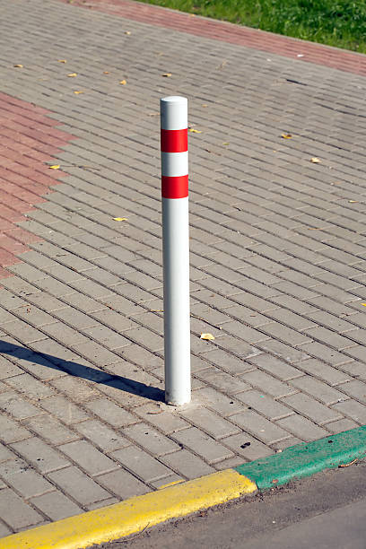 istock Car restricted area in a city. Single berrier 514422033