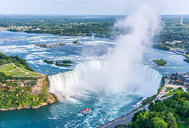 ナイアガラフォールズの空からの眺め、カナダ滝 - niagara river ストックフォトと画像