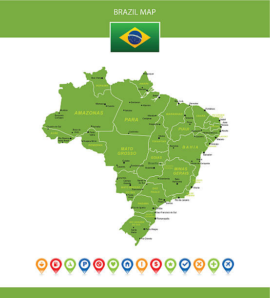 бразилия карта грин - minas gerais state flag brazilian flag brazil stock illustrations