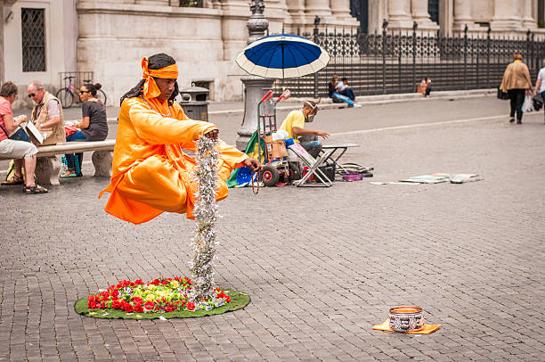 Street entertainers Rome, Italy - May 27, 2014: Street entertainers pantomime dame stock pictures, royalty-free photos & images