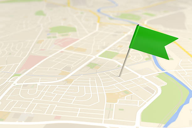 istock Locator flag on a city map 514423290