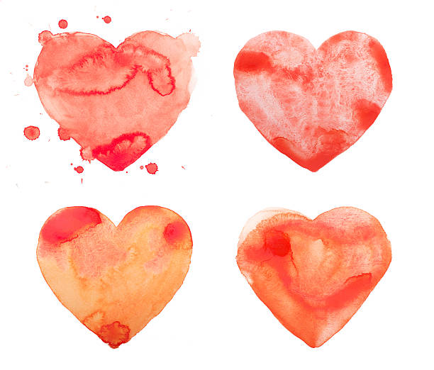 istock Hand draw watercolor aquarelle art paint love red heart with 514424593