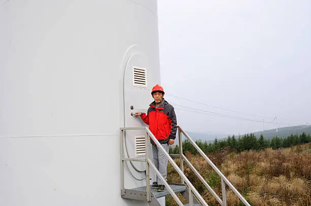 Engineers in the wind power field of grassland