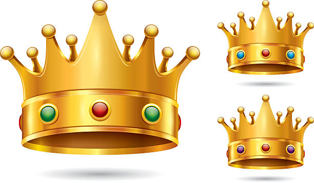 Crown Icon Vector Set of Golden Crown king crown stock illustrations