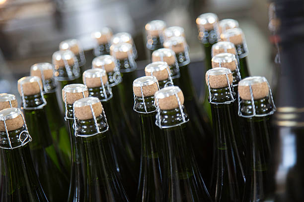 istock Bottles of wine on asssembly line 514426900