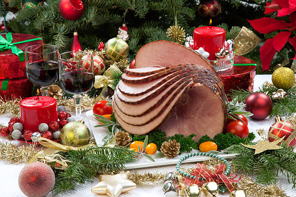 Christmas Glazed Ham stock photo