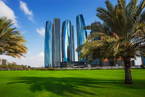 ABU DHABI, UAE - NOVEMBER 5: Etihad Towers on November 5, 2013 in Abu Dhabi, UAE. Etihad Towers is the name of a complex of buildings with five towers in Abu Dhabi, the capital city of UAE.