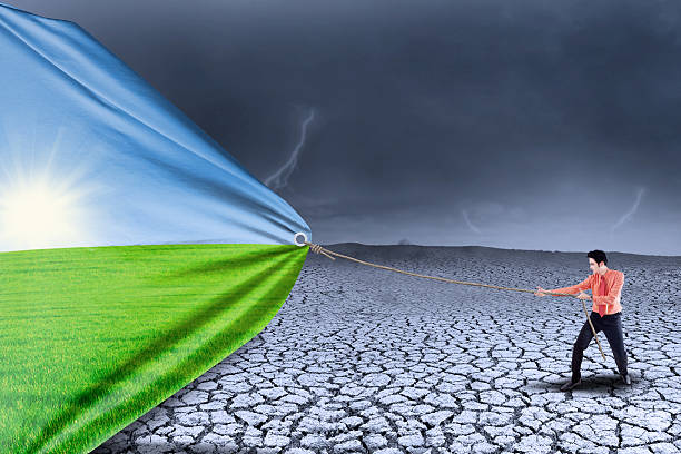 istock Businessman change drought to spring season 514456281
