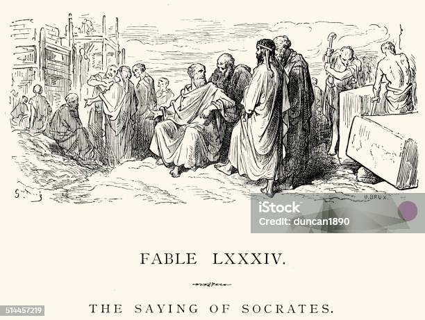 La Fontaines Fables The Saying Of Socrates Stock Illustration - Download Image Now - Socrates - Philosopher, Discussion, Philosopher