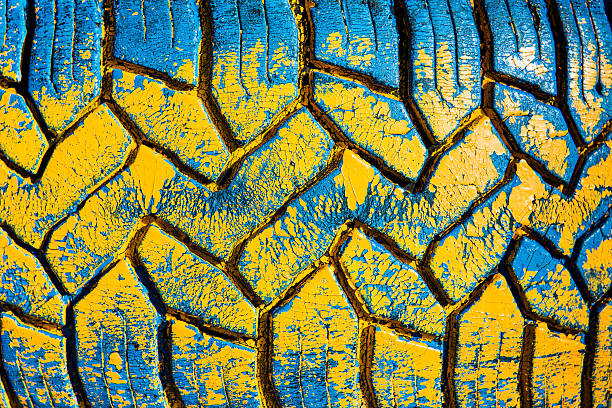 Colorful painted tire texture in detail stock photo