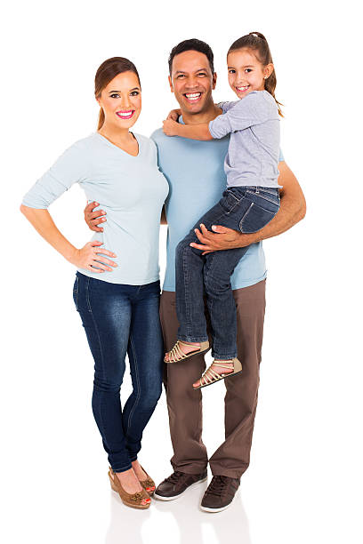 family standing together portrait of happy family standing together isolated on white background gender stereotypes photos stock pictures, royalty-free photos & images