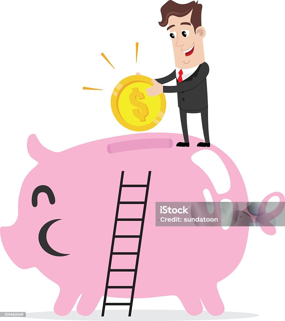 Doanh Nhân Tiết Kiệm Tiền Trong Ngân Hàng Heo Đất Lớn Hình minh ...