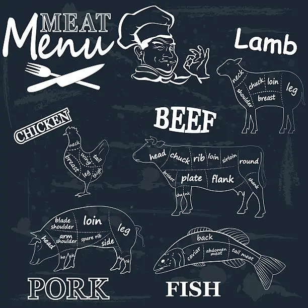 Vector illustration of Meat menu