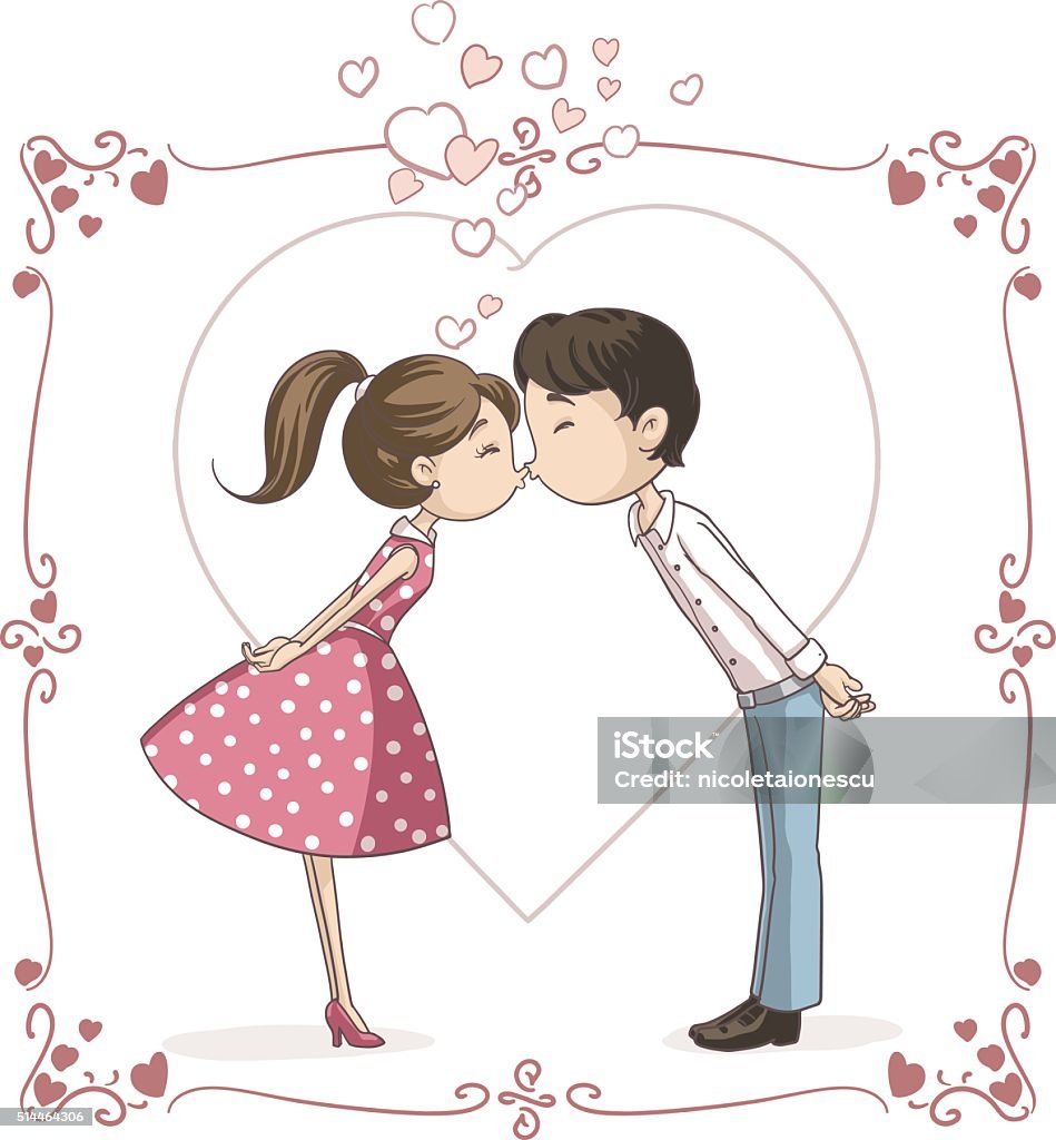 Couple Kissing Vector Cartoon Stock Illustration - Download Image Now -  Couple - Relationship, Kissing, Caricature - iStock
