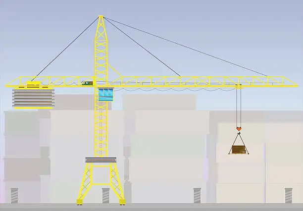 Vector illustration of Tower cranes for industrial use