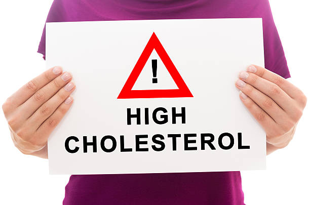 High cholesterol Girl holding white paper sheet with text High cholesterol low body fat stock pictures, royalty-free photos & images