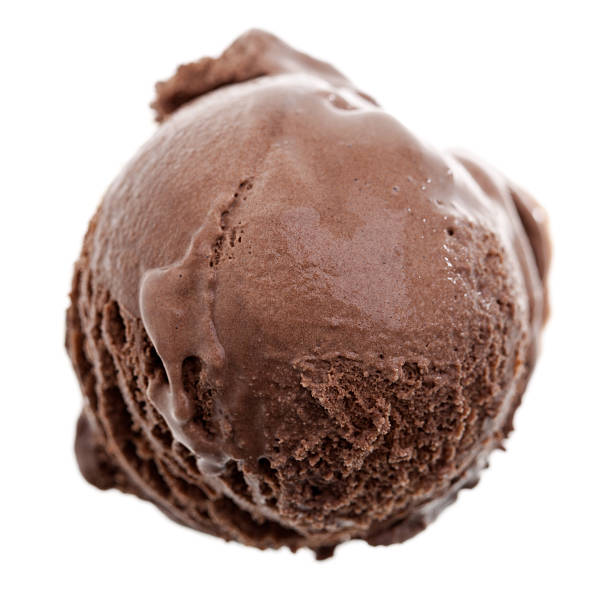 scoop of dark chocolate ice cream isolated on white background