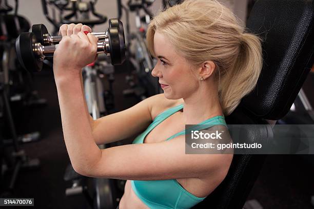 High Angle View Of Exercising Woman Stock Photo - Download Image Now - Activity, Adult, Anaerobic Exercise